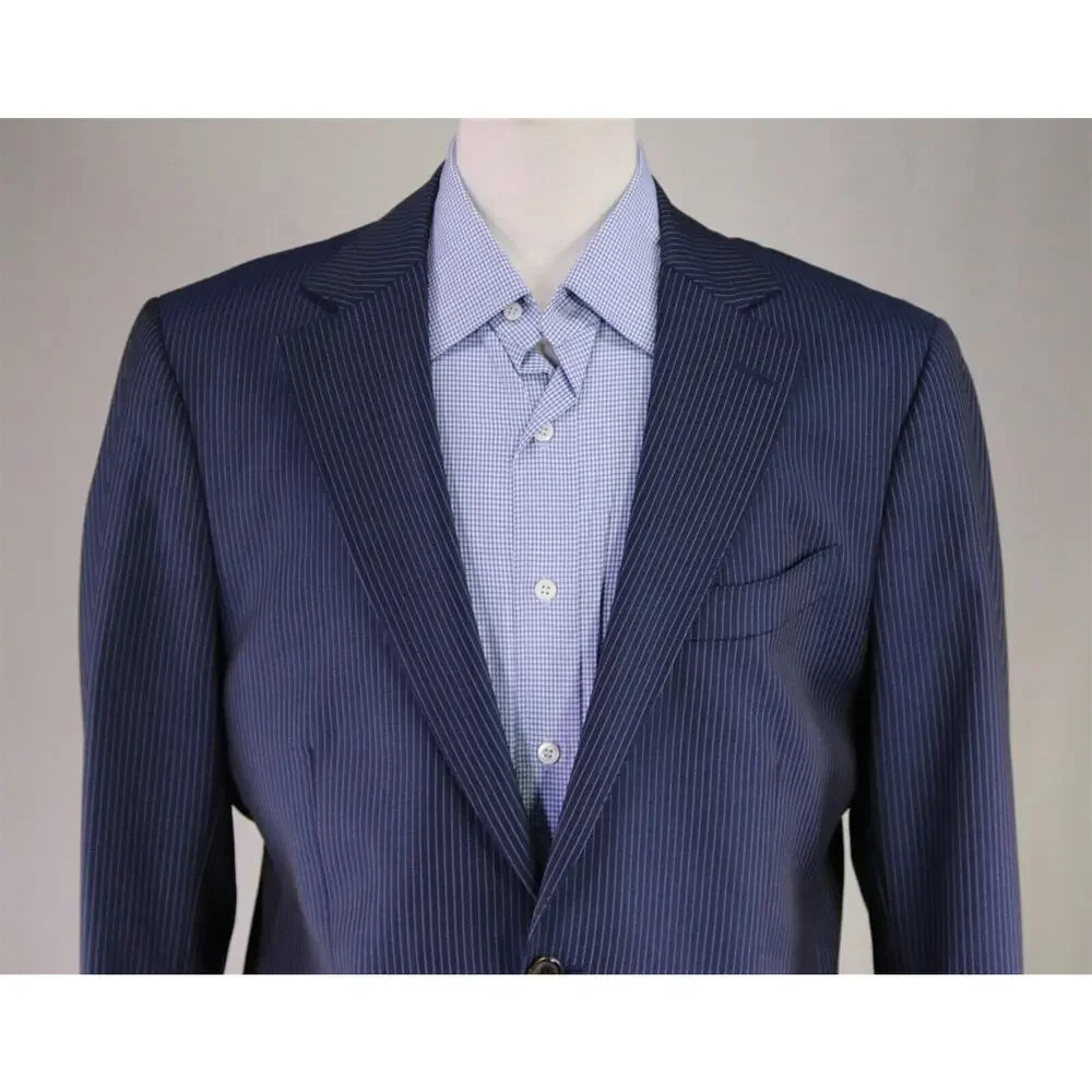 Suitsupply Livorno Royal Blue Thin Striped Super 110's Wool Blazer Jacket 42L - Picture 3 of 10